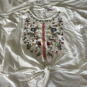 XL Tie Front Boho Top